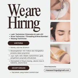 Loker Lash Technician (Extension & Lash Lift), Brow Technician, Waxing