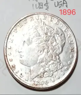 Uang coin One Dollar USA 1896