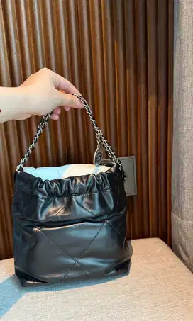 Chanel C22 Mini Handbag Black shiny Calfskin SHW