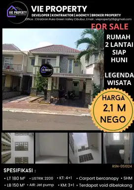Jual Rumah Cantik Siap Huni Cluster Favorite. Legenda Wisata Cibubur.