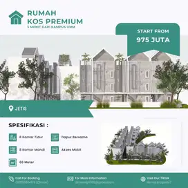 Rumah kost premium siap bangun 2 lantai dekat kampus