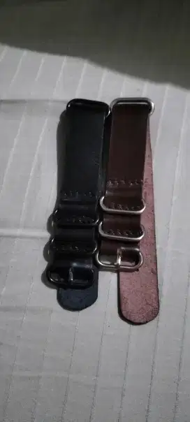 Sepasang strap nato kulit asli 24mm baru