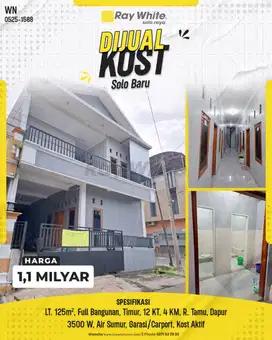 Dijual Kost Aktif 2 Lantai Di Solobaru Dekat Mall Dan Kawasan Bisnis