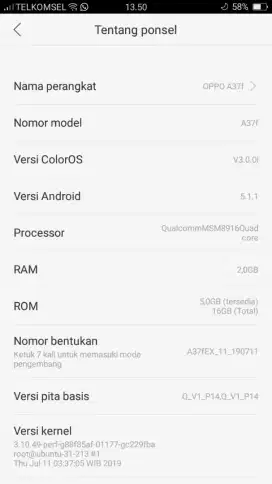 Oppo A37F  Ram 2/16
