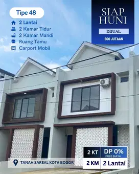 Rumah Murah 2 Lantai DP0% Free Biaya Siap Huni Kota Bogor