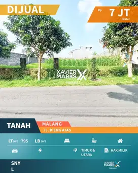 Dijual Tanah Hook Luas di Nol Jalan Dieng Atas Malang