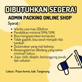 Lowongan Pekerjaan Admin Packing Online Shop