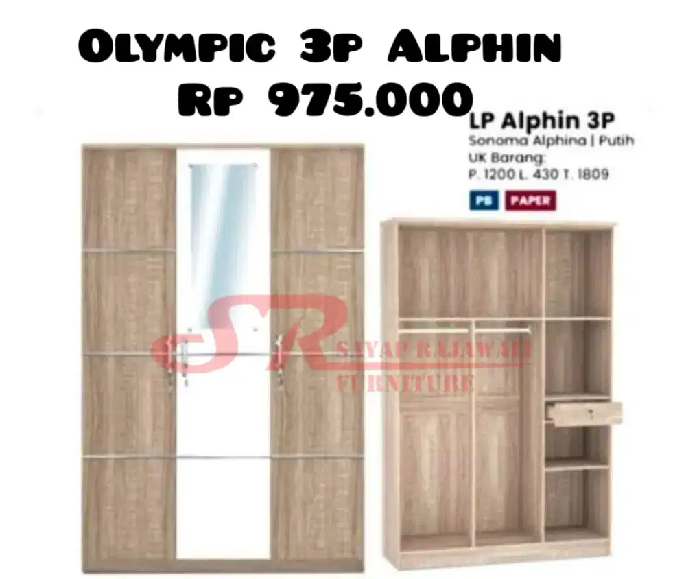 Berbagai macam lemari Olympic 3 pintu(sa)