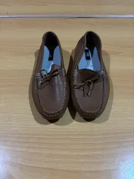 Flatshoes Coklat M&S Wide Fit Leather Bow Boat Shoes