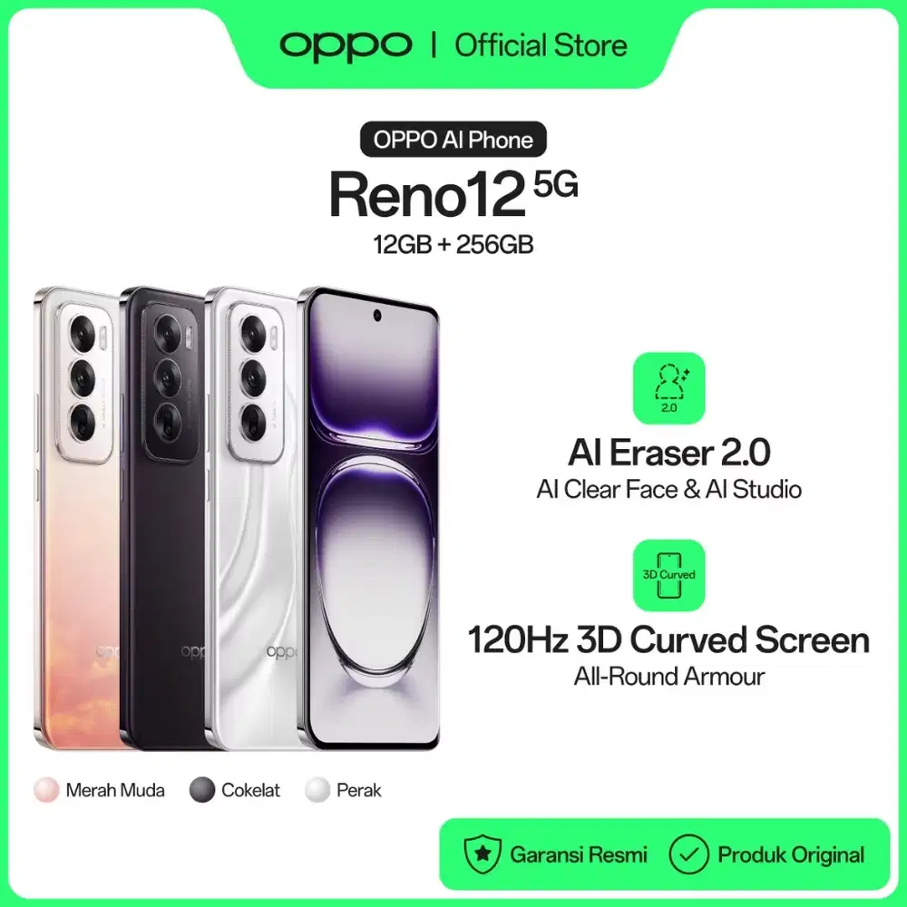 Oppo Reno12 5G Ram 12/256GB, 80W Supervooc 5000mah, AI Phone