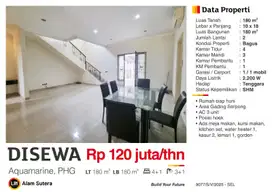 Disewa Rumah Semi Furnished Bagus di Aquamarine PHG Gading Serpong