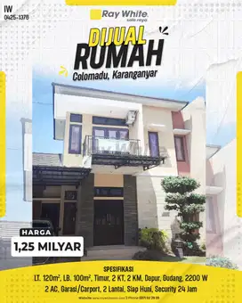 Rumah colomadu Karanganyar dekat pintu tol Klodran