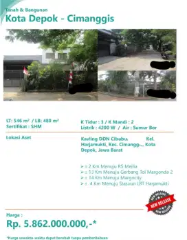Dijual Rumah Siap Huni Kavling DDN Cibubur