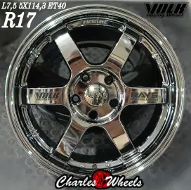 Jual velg te37 black chrome r17 5x114,3 brv crv ertiga innova dll