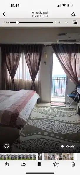 Sewa kamar apartemen full furnise per tahun