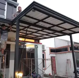 Kanopi atap alderon rangka besi holloh galpanis
