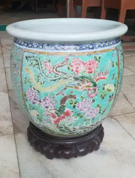 Pot Keramik motif family rose