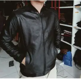 JAKET KULIT ASLI Bomber RIB 100% Jaket Kulit Asli Garut