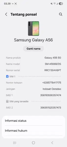Samsung galaxy A56 ram 12/256 mulus