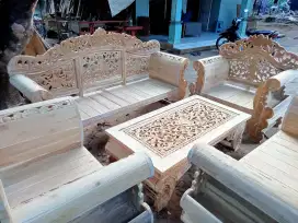 Kursi tamu madura jenis Arjuna mentahan bahan kayu jati siap kirim