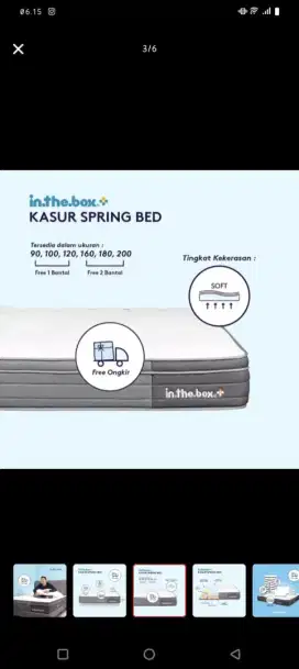 kasur inthebox plus 160 x 200 free 2 bantal masih baru segel