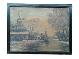 Lukisan Cat Minyak Antik Jaman Belanda 1940 an