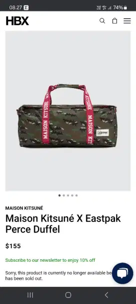 Maison kitsune x eastpak perce duffel