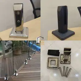 SPIGOT PENJEPIT KACA RAILING TANGGA BRAKET LANTAI AKSESORIS RAILING