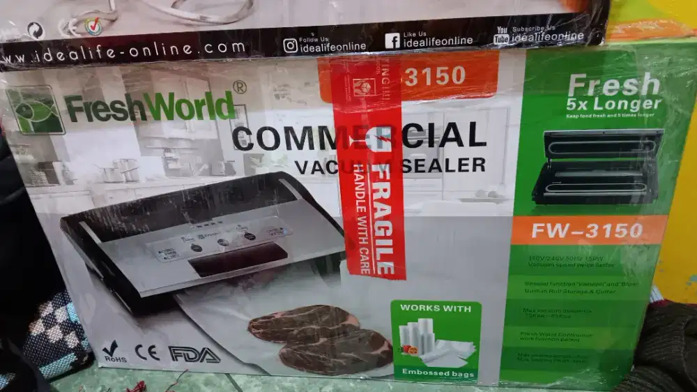 Vacuum sealer merk FreshWorld bisa vacuum dan bisa tiup