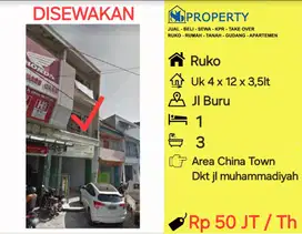 DISEWAKAN Ruko Jl Buru dkt muhammadiyah , diponegoro , irian