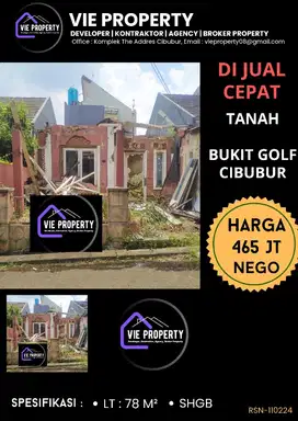 DIJUAL CEPAT TANAH, BANTING HARGA di Bukit Golf Cibubur