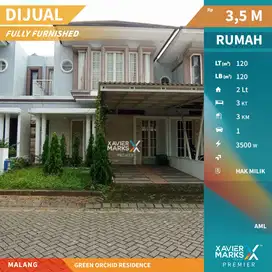 Dijual Rumah Furnish Dekat Kampus Brawijaya di Green Orchid Malang