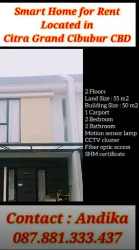 Disewakan Rumah CitraGrand Cibubur CBD (Mulai Nov 2023)