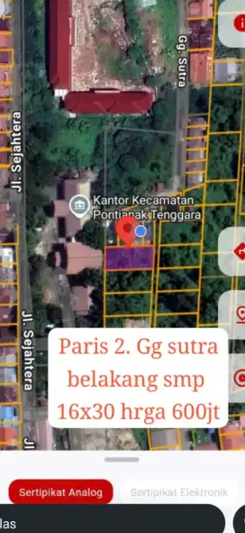 Tanah kavling paris 2 ukuran 16 x 30