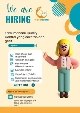 LOWONGAN QC dan HELPER Produksi