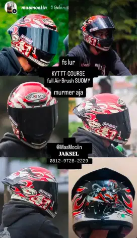 Helm Kyt Ttc Tt Course Paket Ganteng full Repaint Airbrush motif Suomy