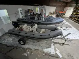 Kapal perahu karet rip hypalon import 4,2 meter + mesin 50pk + trailer