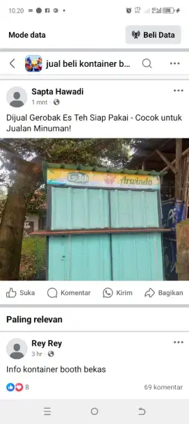 Dijual Gerobak Es Teh Siap Pakai - Cocok untuk Jualan Minuman!