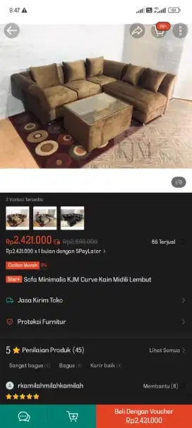 Sofa merek KJM bekas
