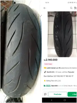 Ban bridgestone battlax 160 60 17 ninja cbr r25