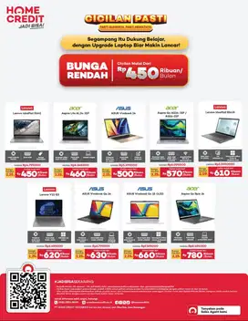 Promo cicilan Laptop cuma pake e ktp hanya di homecredit