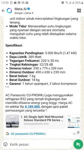 Jual AC panasonic R32 1/2PK
