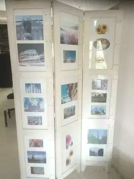 Partisi Kayu Lipat Dengan Bingkai Foto Figura Bolak Balik