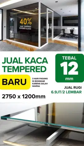 Jual Kaca Tempered Glass Rayban (riben) 12mm harga miring