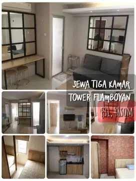 Sewa bulanan 3BR furnished apartemen Bassura City tower Flamboyan