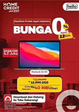 Segampang itu cicilan macbook Air dan produk lain home credit