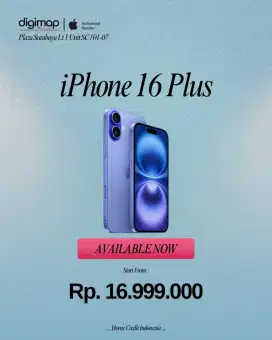 IPHONE 16 PLUS GARANSI RESMI DISKON ANGSURAN HINGGA 2 BULAN
