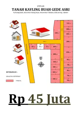 Jual tanah Luas 72 m² lokasi Diperkampungan legalitas Sertifikat