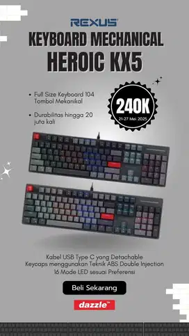 Keyboard Gaming mechanical rexus KX5