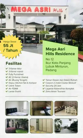 Disewakan / Dikontrakkan Rumah Cluster Mega Asri Hills Residence